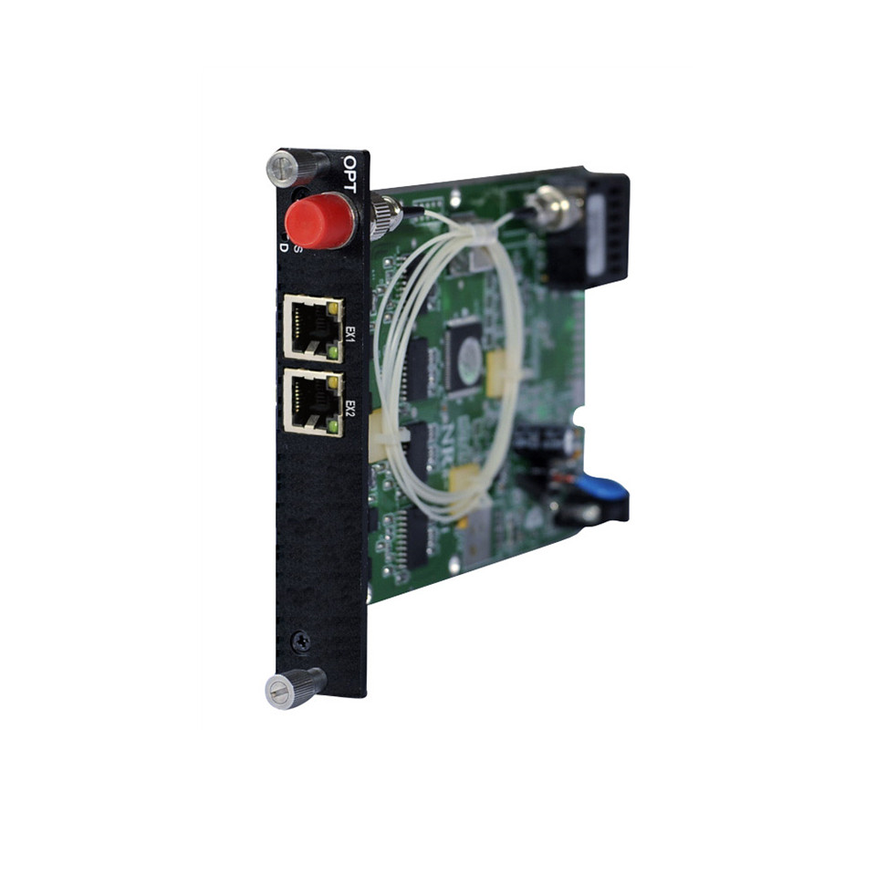 DVOP-IN-A/B-EM2-OM1-SI       Industrial card type 1 optical 2 electrical transceiver