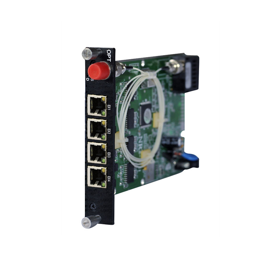DVOP-IN-A/B-EM4-OM1-SI     Industrial card type 1 optical 4 electrical transceiver